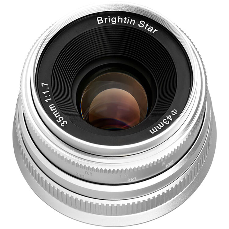 Lente Brightin Star 35mm f/1.7 (Plateado) - vista frontal