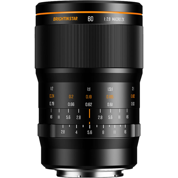 Lente Brightin Star 60mm f/2.8 2x Macro - vista frontal