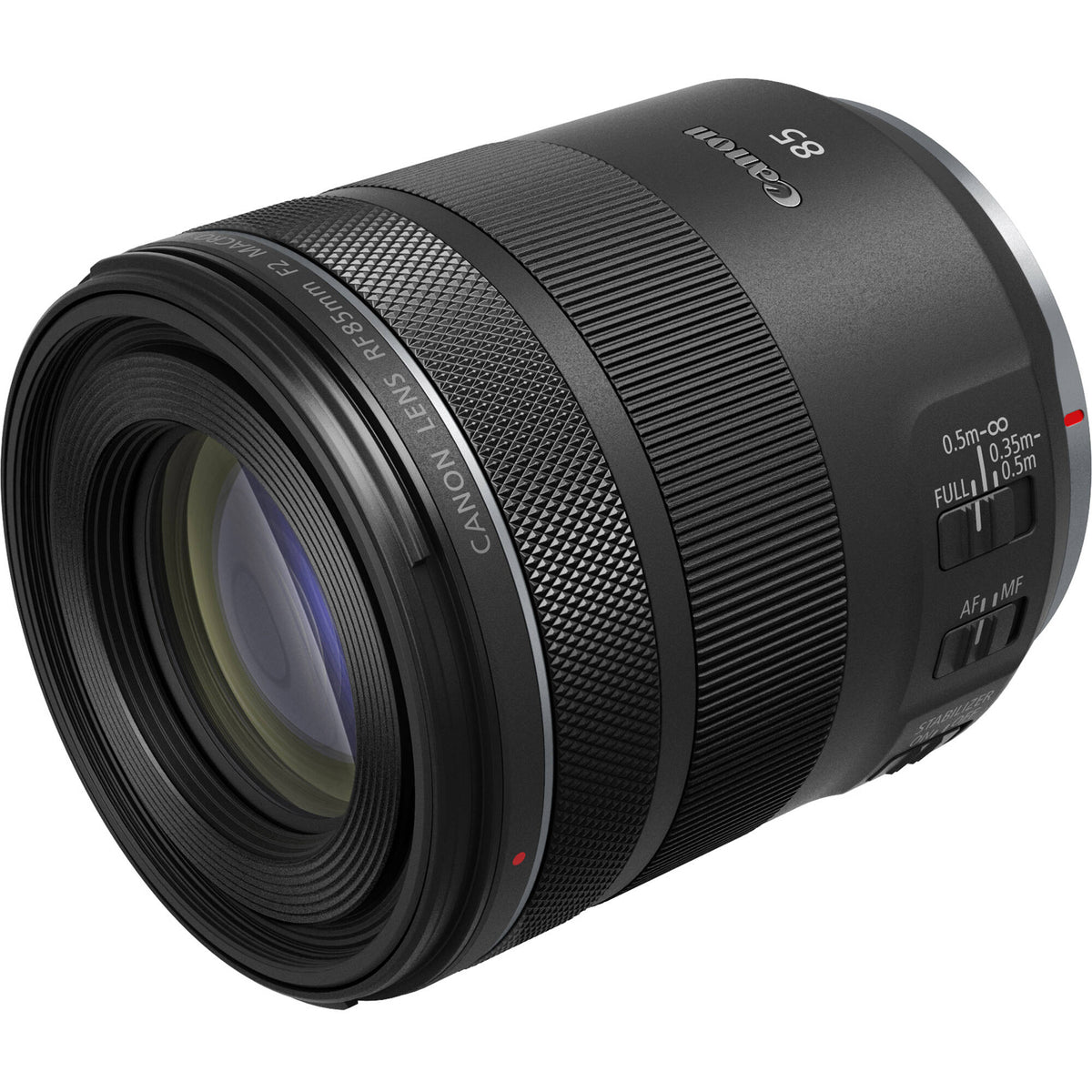 Lente Canon RF 85mm f/2 Macro IS STM - vista frontal