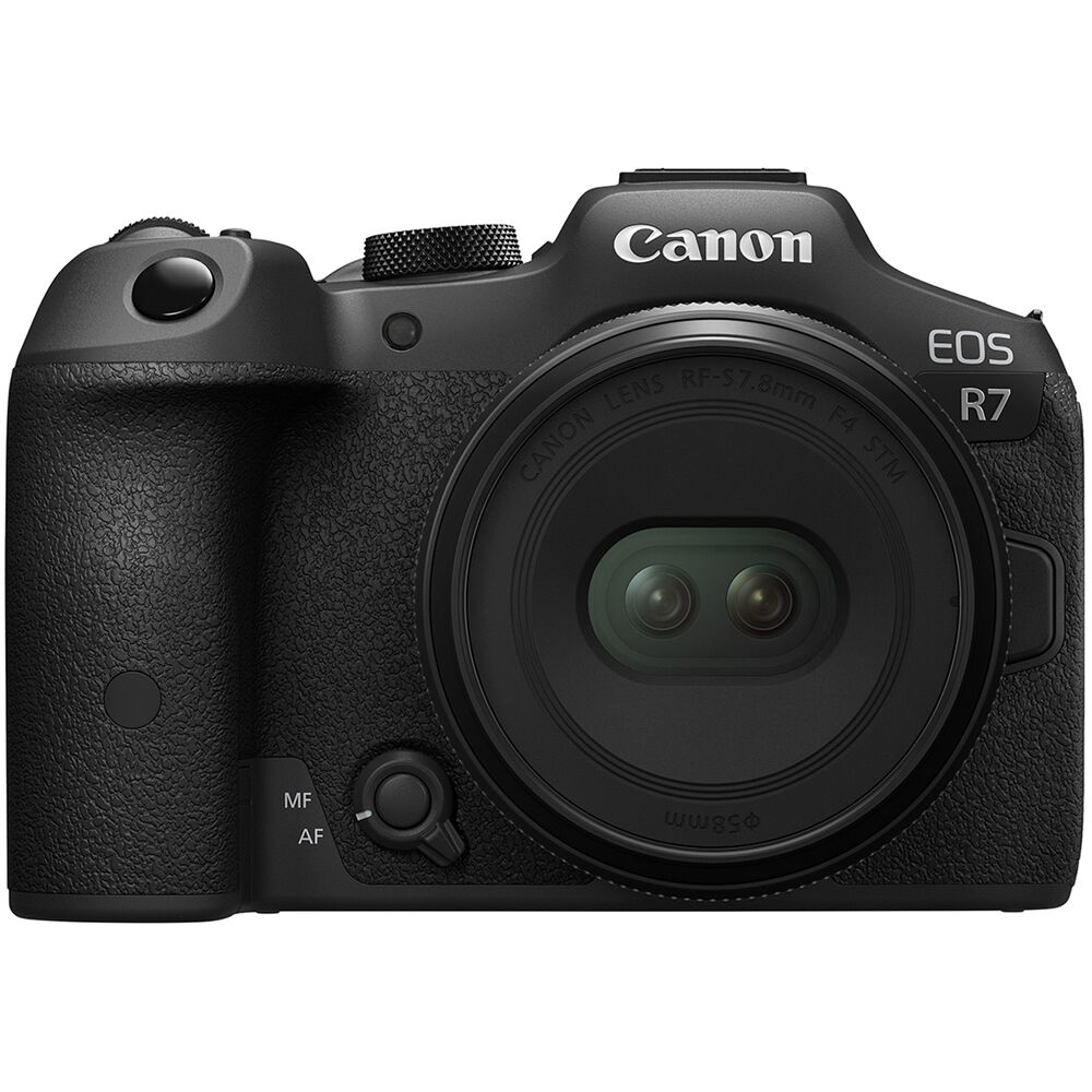 Lente Canon RF-S 7.8mm f/4 STM Dual - vista lateral