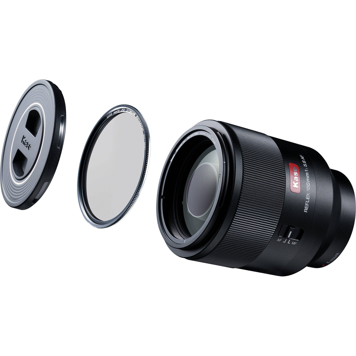 Lente Kase 150mm f/5.6 AF Reflex Mirror - contenido de la caja