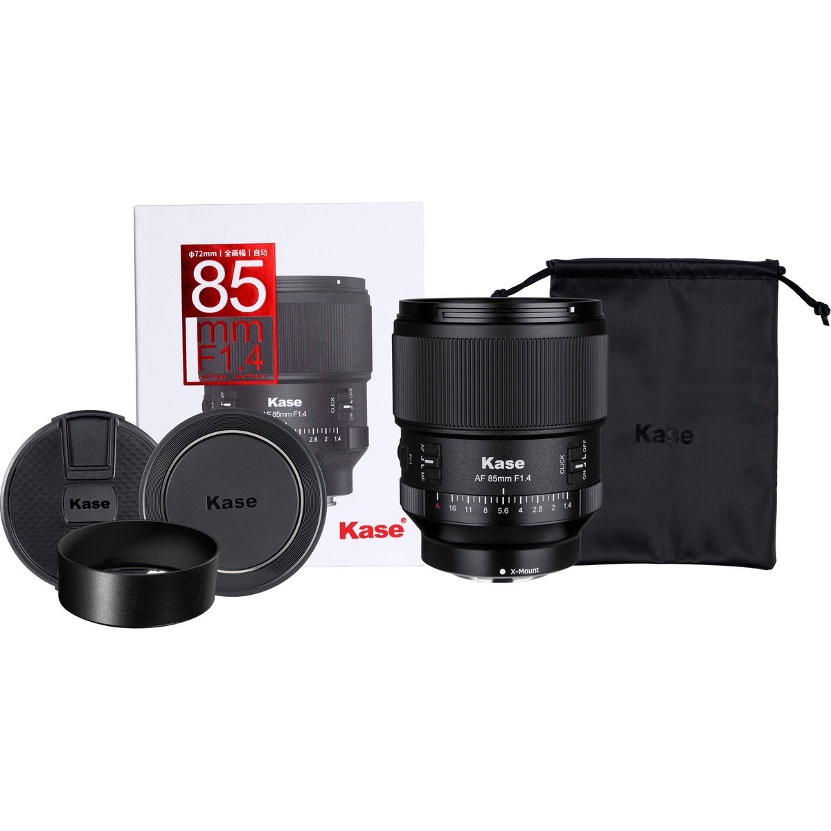 Lente Kase 85mm f/1.4 AF - vista frontal