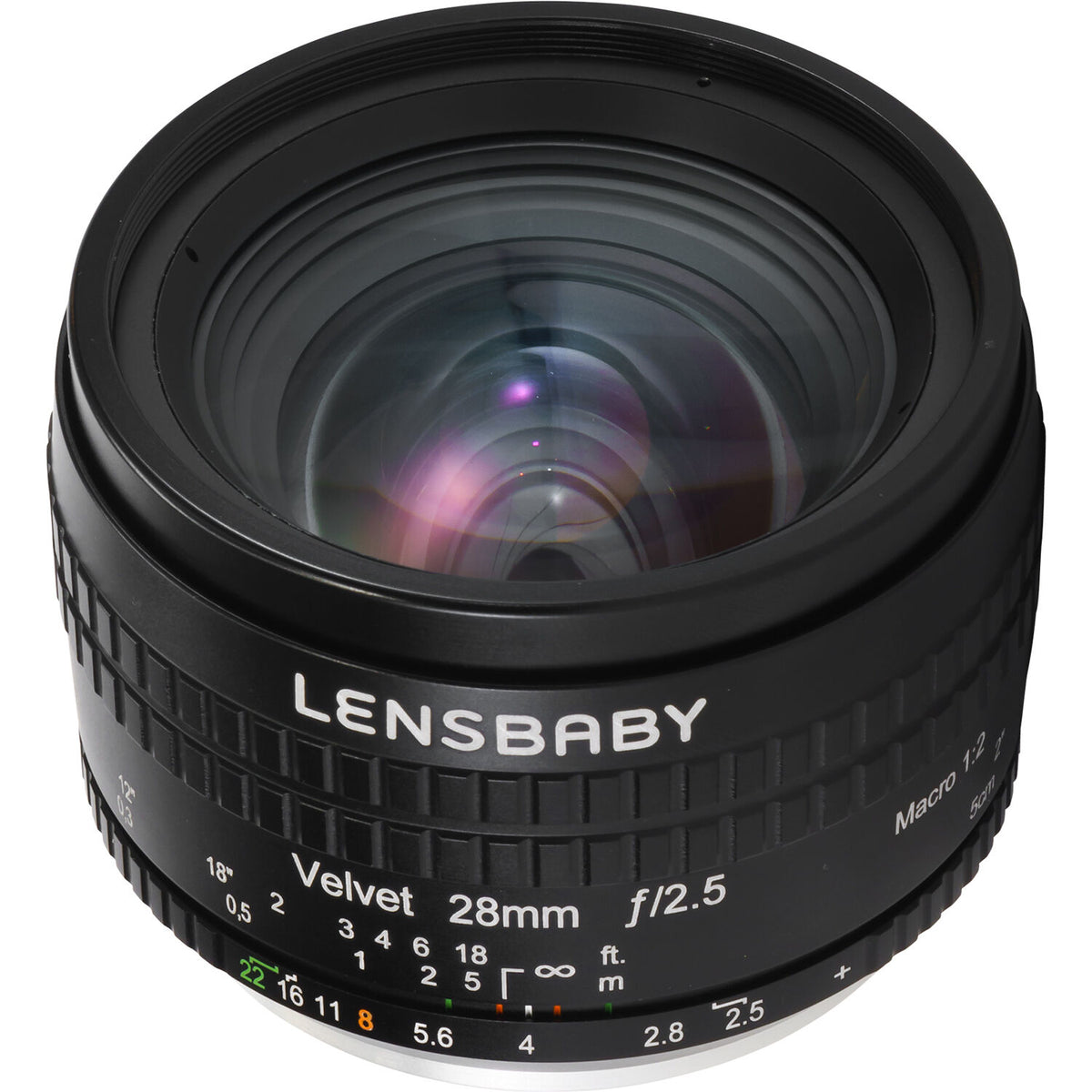 Lente Lensbaby Velvet 28mm f/2.5 (Negro) - vista lateral