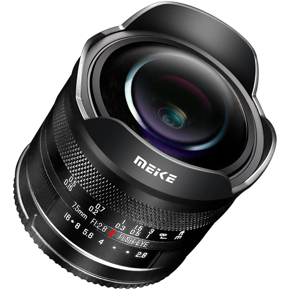 Lente Meike 7.5mm f/2.8 Fisheye - vista frontal