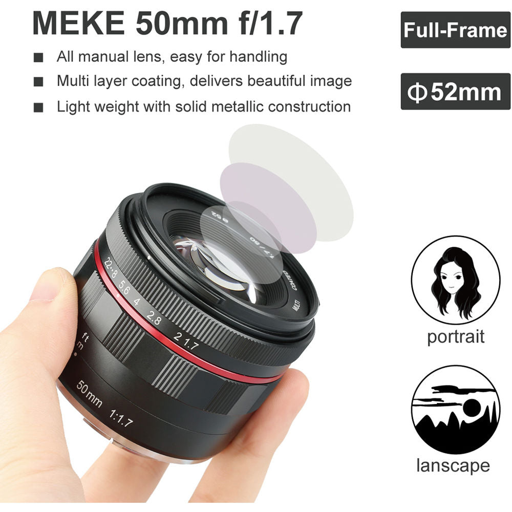 Lente Meike MK-50mm f/1.7 - vista trasera