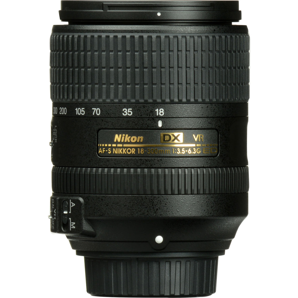 Lente Nikon AF-S DX NIKKOR 18-300mm f/3.5-6.3G ED VR - vista frontal