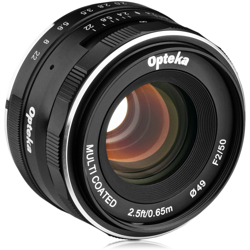 Lente Opteka 50mm f/2 - vista frontal