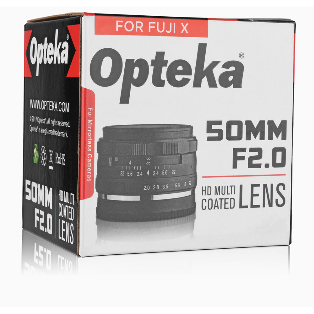 Lente Opteka 50mm f/2 - contenido de la caja