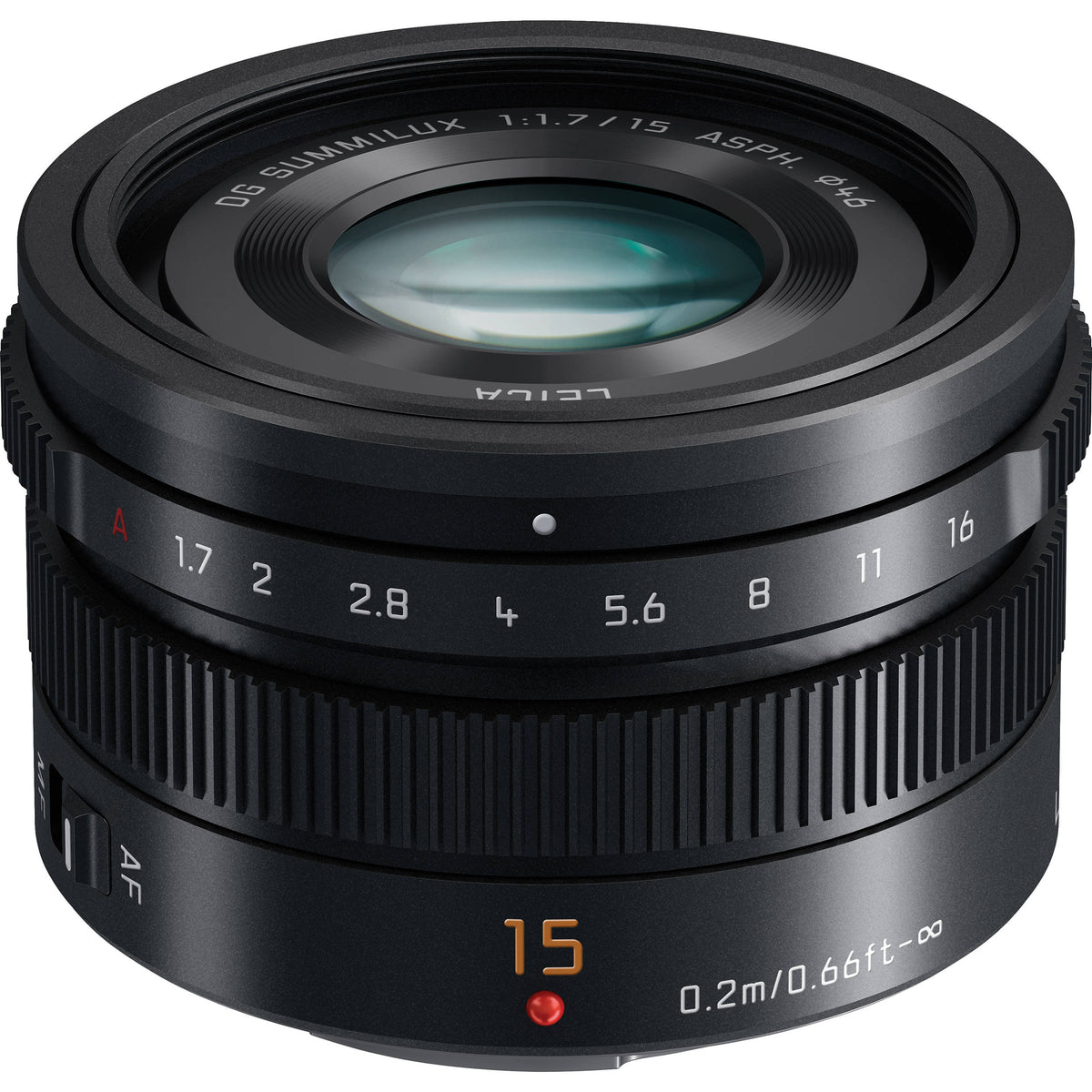 Lente Panasonic Leica DG Summilux 15mm f/1.7 ASPH. - vista principal