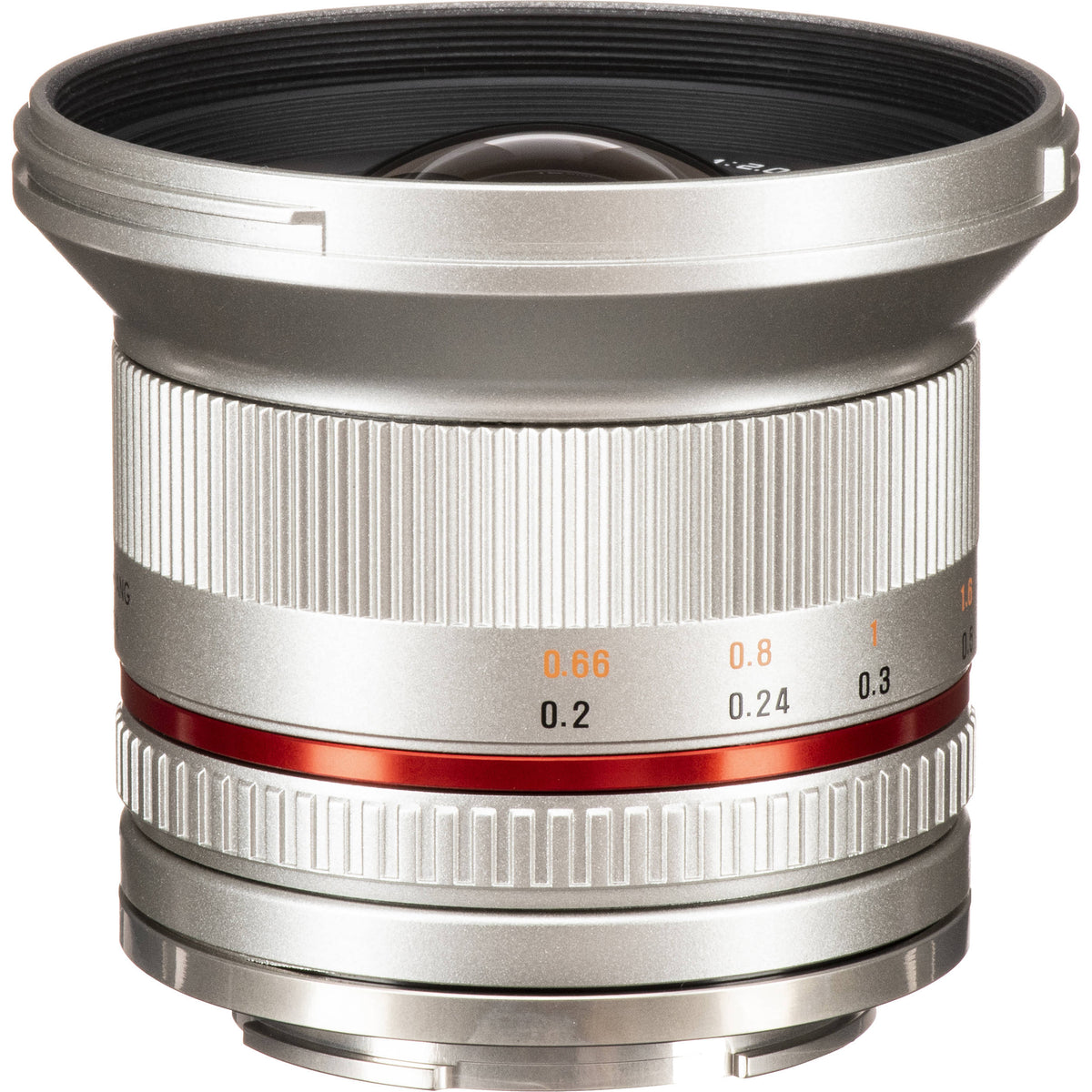 Lente Rokinon 12mm f/2.0 NCS CS (Plateado) - vista lateral