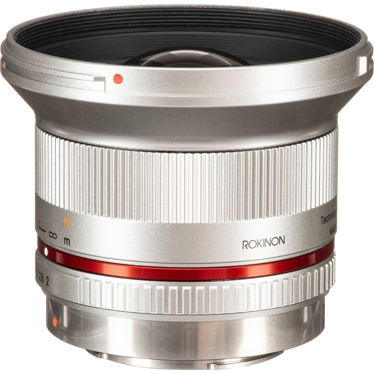 Lente Rokinon 12mm f/2.0 NCS (Plateado) - vista frontal