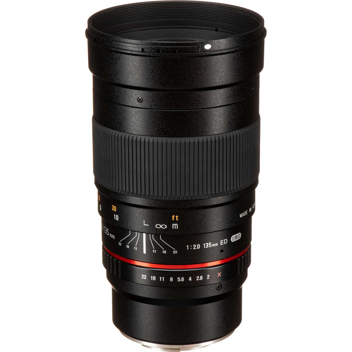 Lente Rokinon 135mm f/2.0 ED - vista frontal