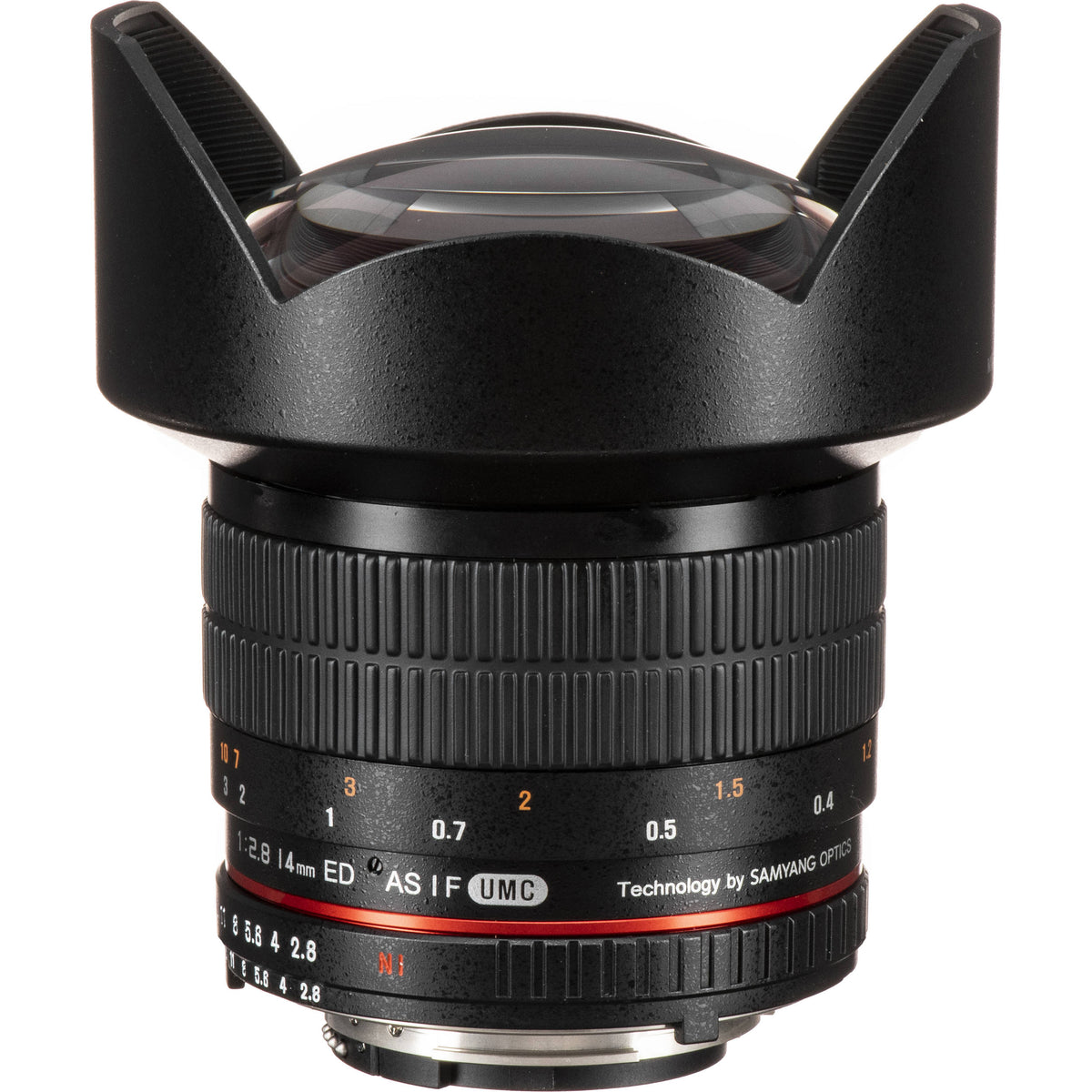 Lente Rokinon 14mm f/2.8 IF ED UMC - vista frontal