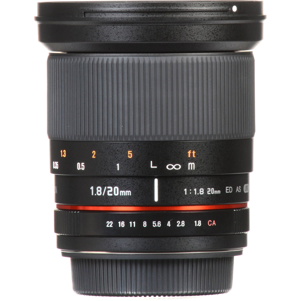 Lente Rokinon 20mm f/1.8 ED AS UMC - contenido de la caja