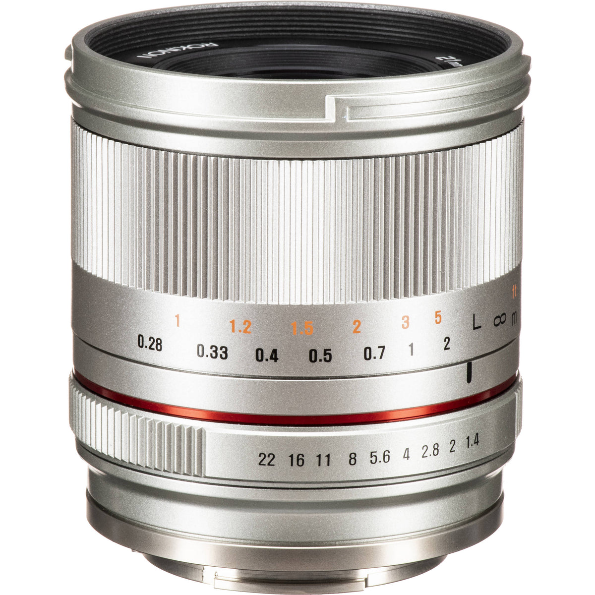 Lente Rokinon 21mm f/1.4 (Plateado) - vista lateral