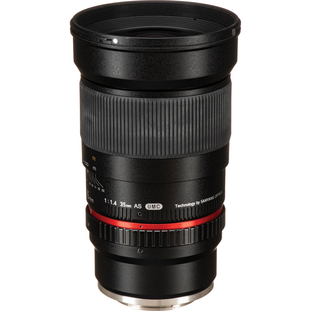 Lente Rokinon 35mm f/1.4 AS UMC - vista frontal
