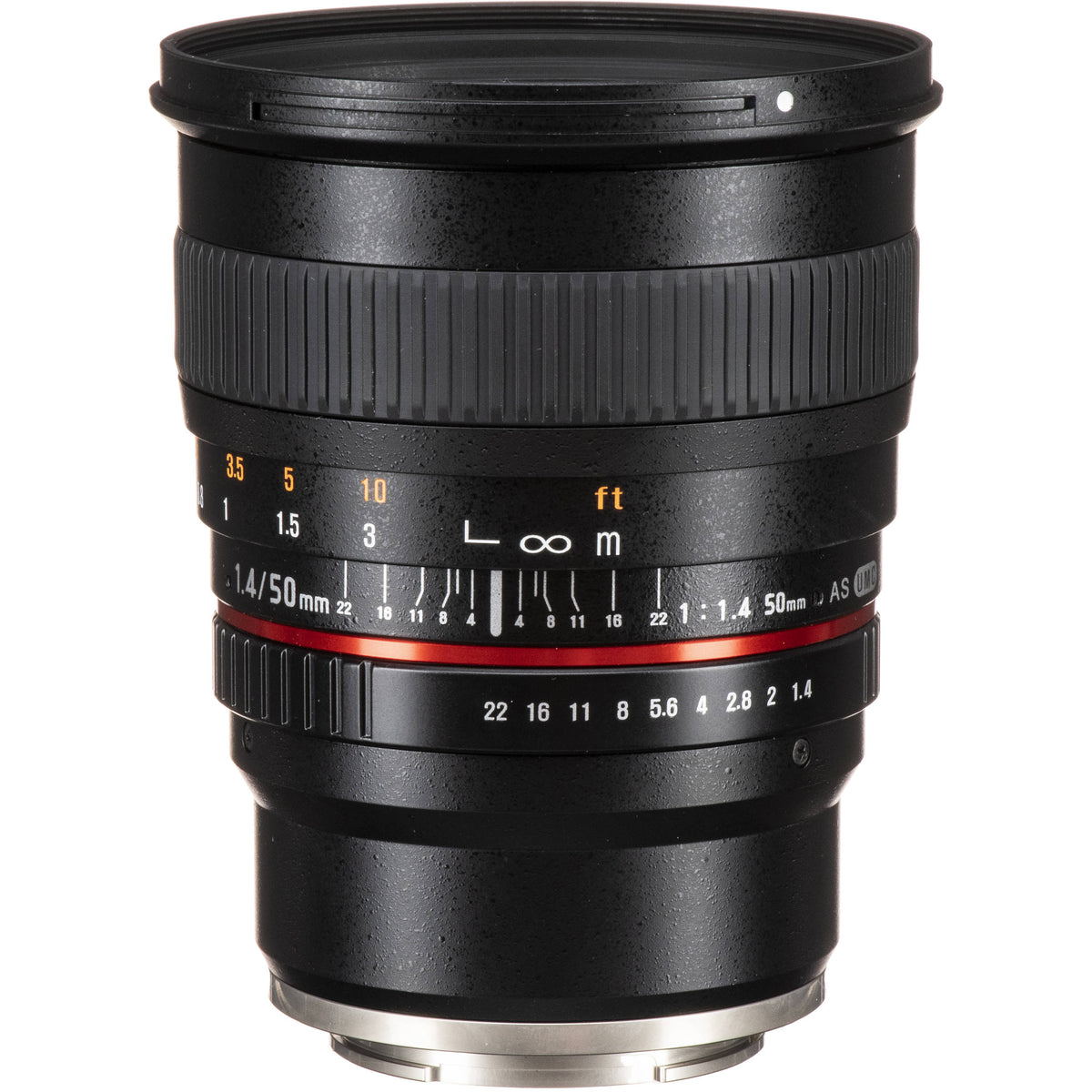 Lente Rokinon 50mm f/1.4 AS IF UMC - vista frontal