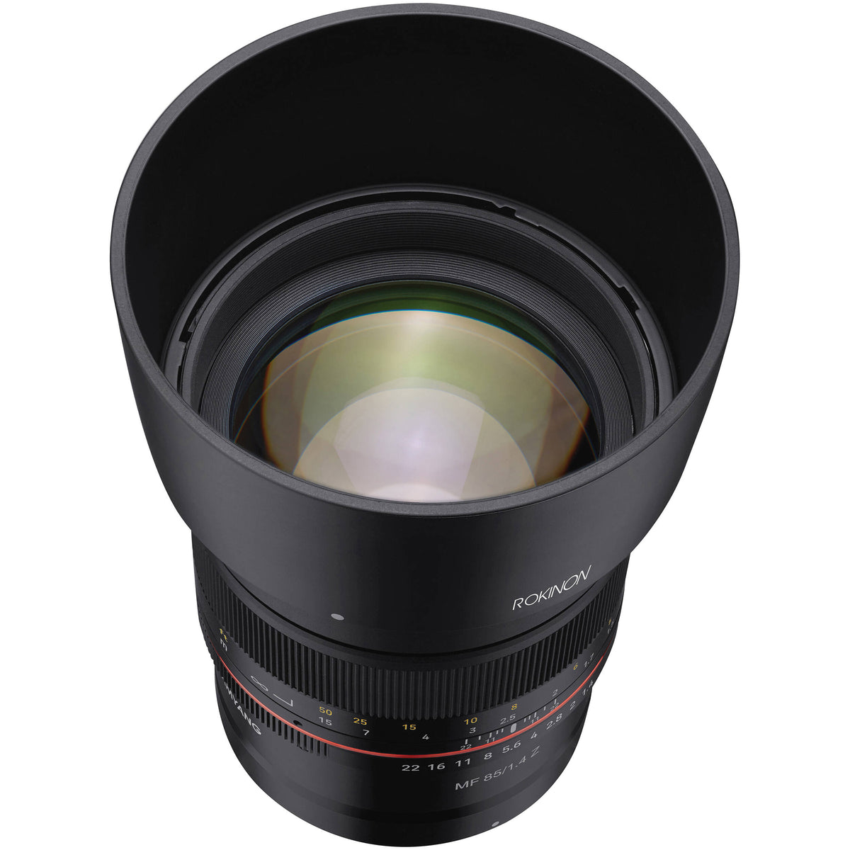 Lente Rokinon 85mm f/1.4 - vista lateral