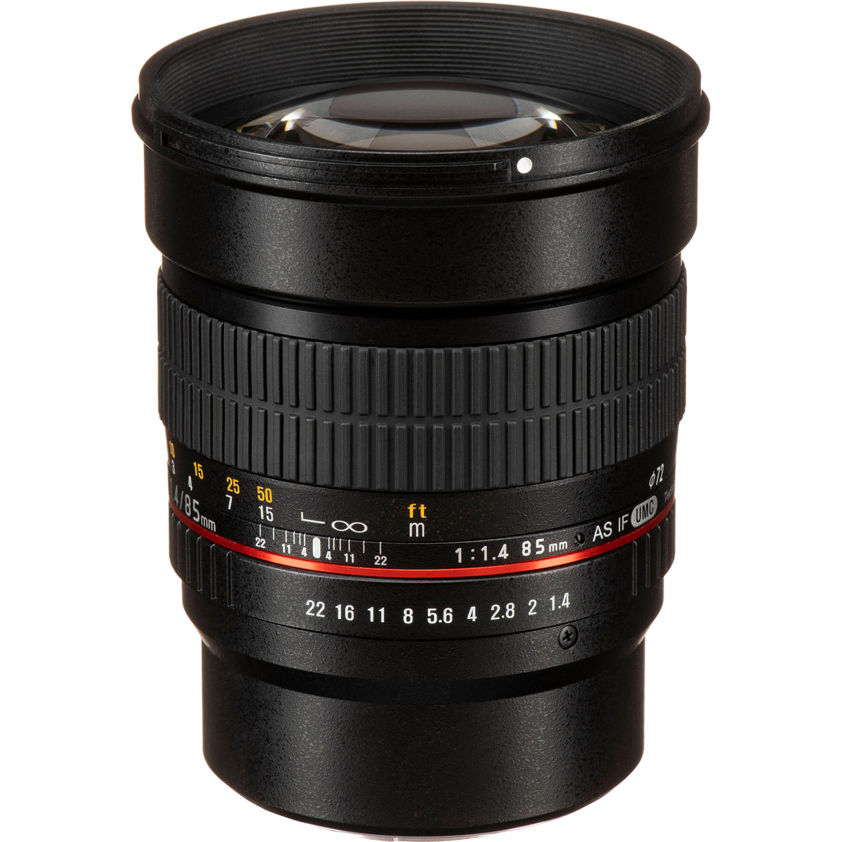 Lente Rokinon 85mm f/1.4 AS IF - vista frontal