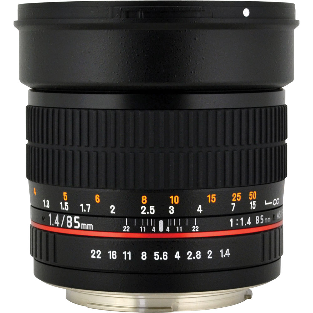 Lente Rokinon 85mm f/1.4 AS IF UMC - vista frontal