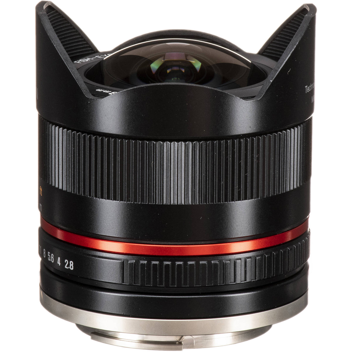 Lente Rokinon 8mm f/2.8 UMC Fisheye II (Negro) - vista frontal