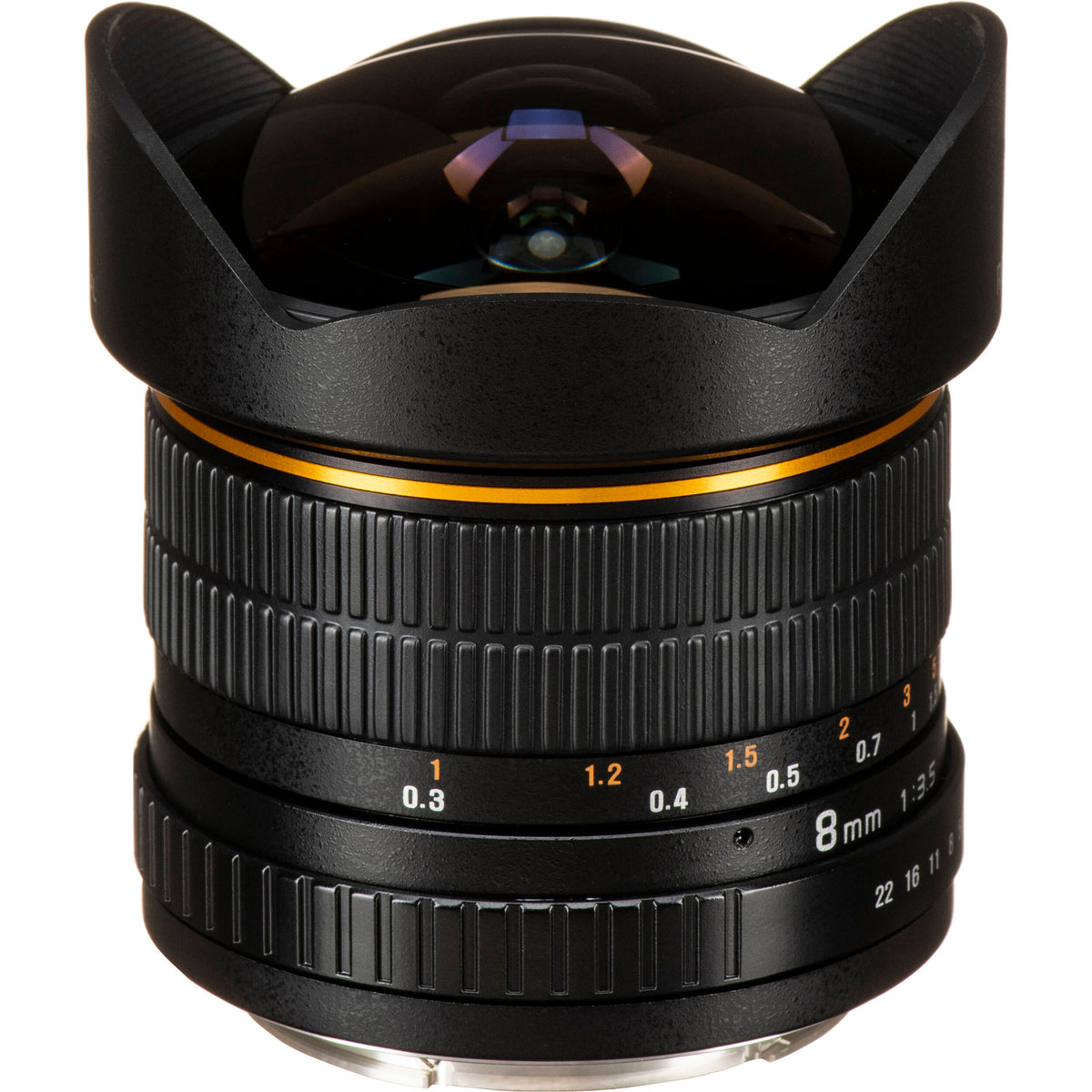 Lente Rokinon 8mm f/3.5 Fisheye - vista lateral