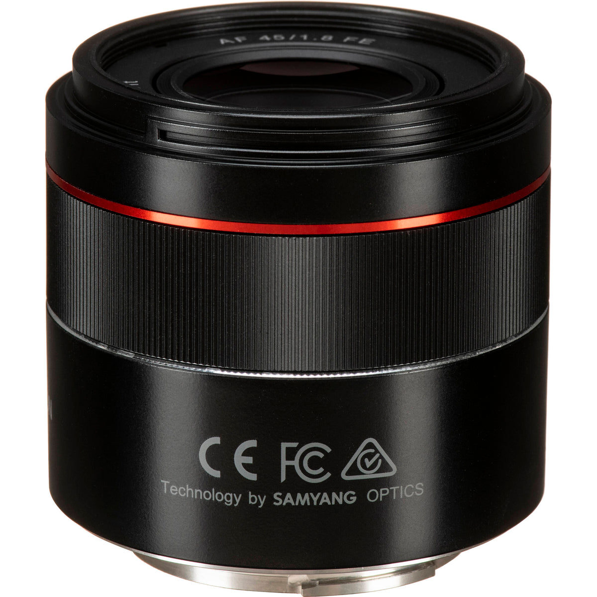 Lente Rokinon AF 45mm f/1.8 FE - vista frontal