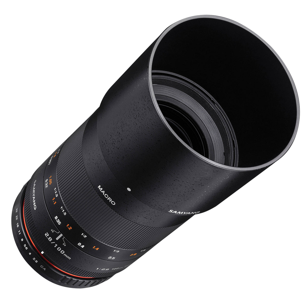 Lente Samyang 100mm f/2.8 ED UMC Macro - vista frontal