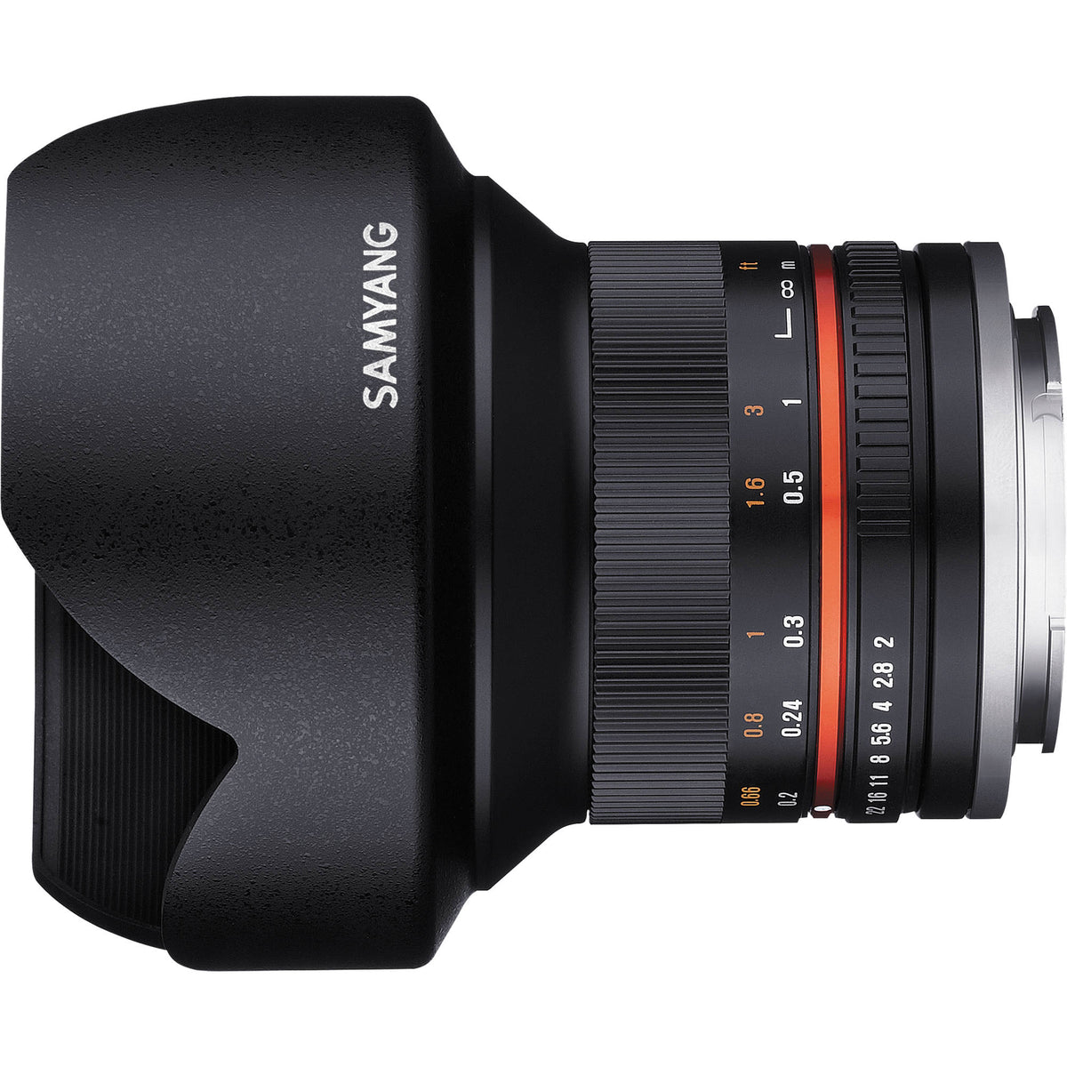 Lente Samyang 12mm f/2.0 NCS (Negro) - vista lateral