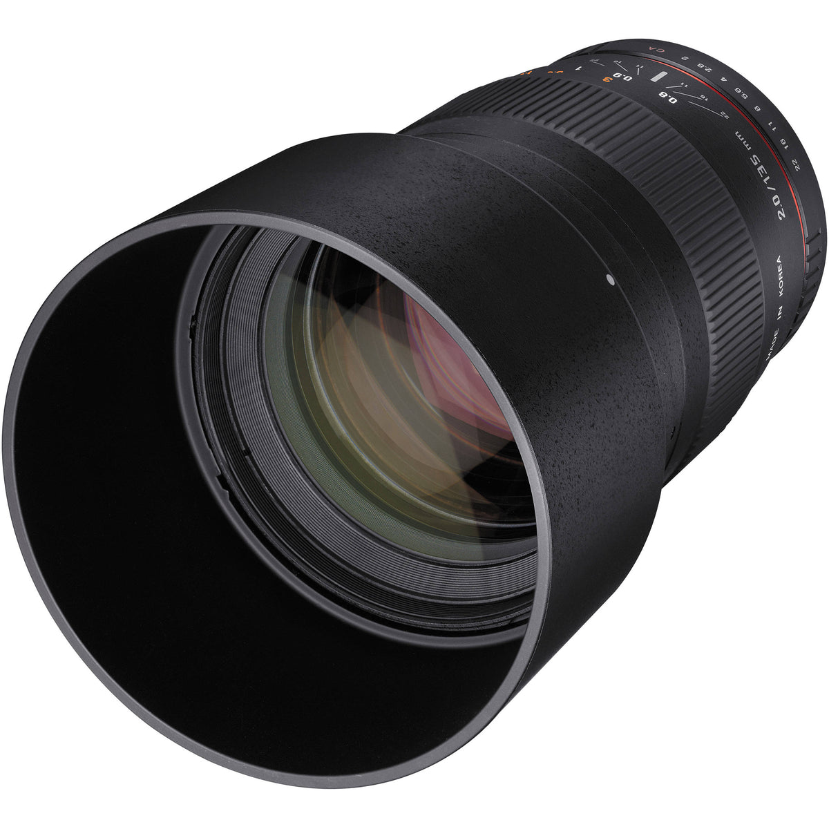 Lente Samyang 135mm f/2.0 ED UMC - vista lateral