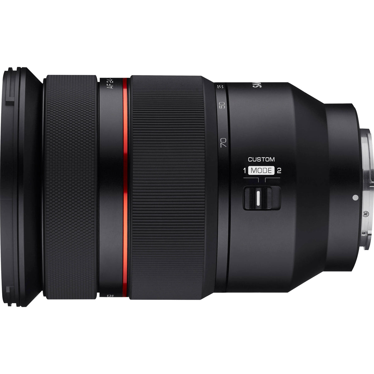 Lente Samyang 24-70mm f/2.8 AF Zoom - vista lateral
