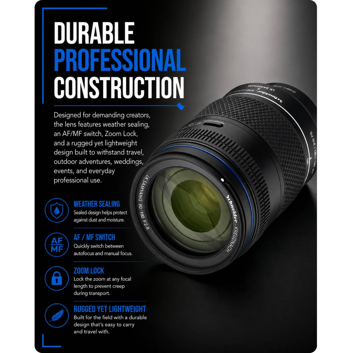 Lente Samyang AF 60-180mm f/2.8 - contenido de la caja