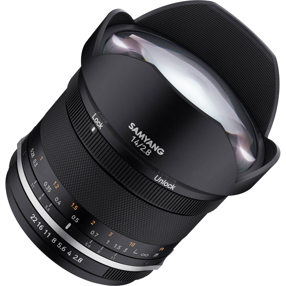 Lente Samyang MF 14mm f/2.8 WS Mk2 - vista lateral