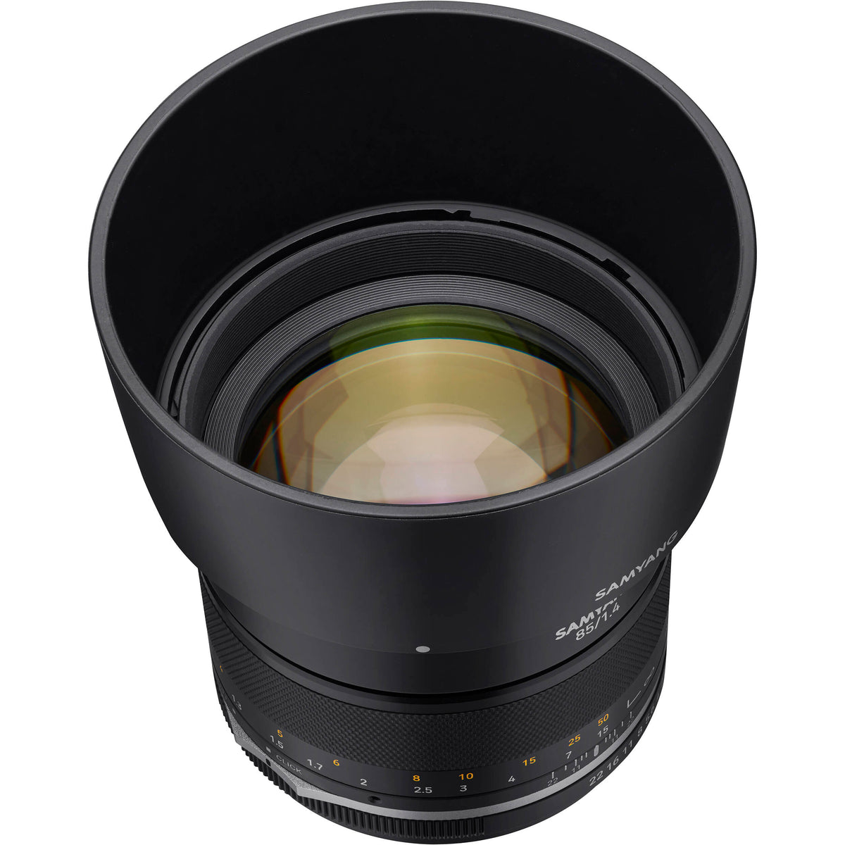 Lente Samyang MF 85mm f/1.4 WS Mk2 - vista lateral