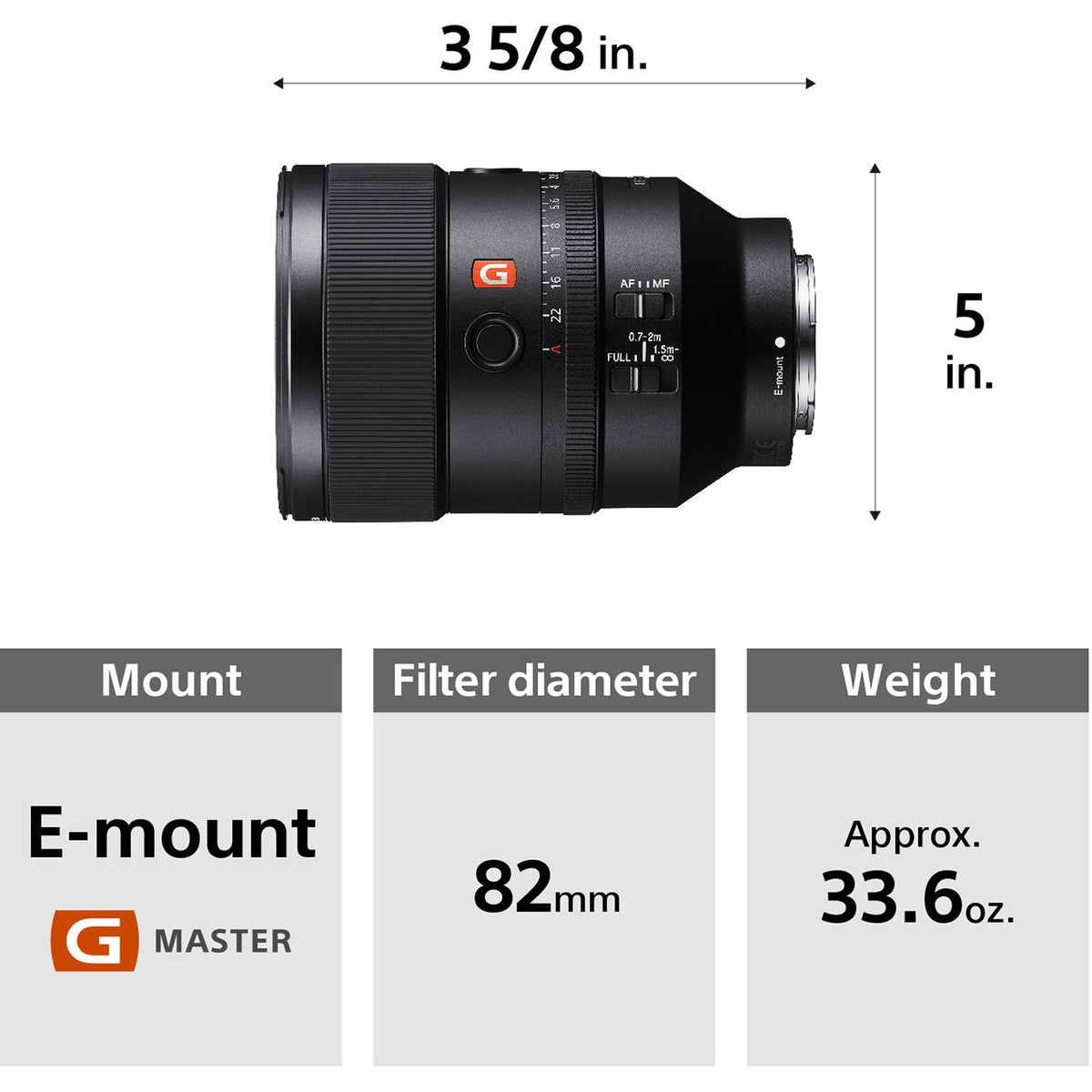 Lente Sony FE 135mm f/1.8 GM - contenido de la caja
