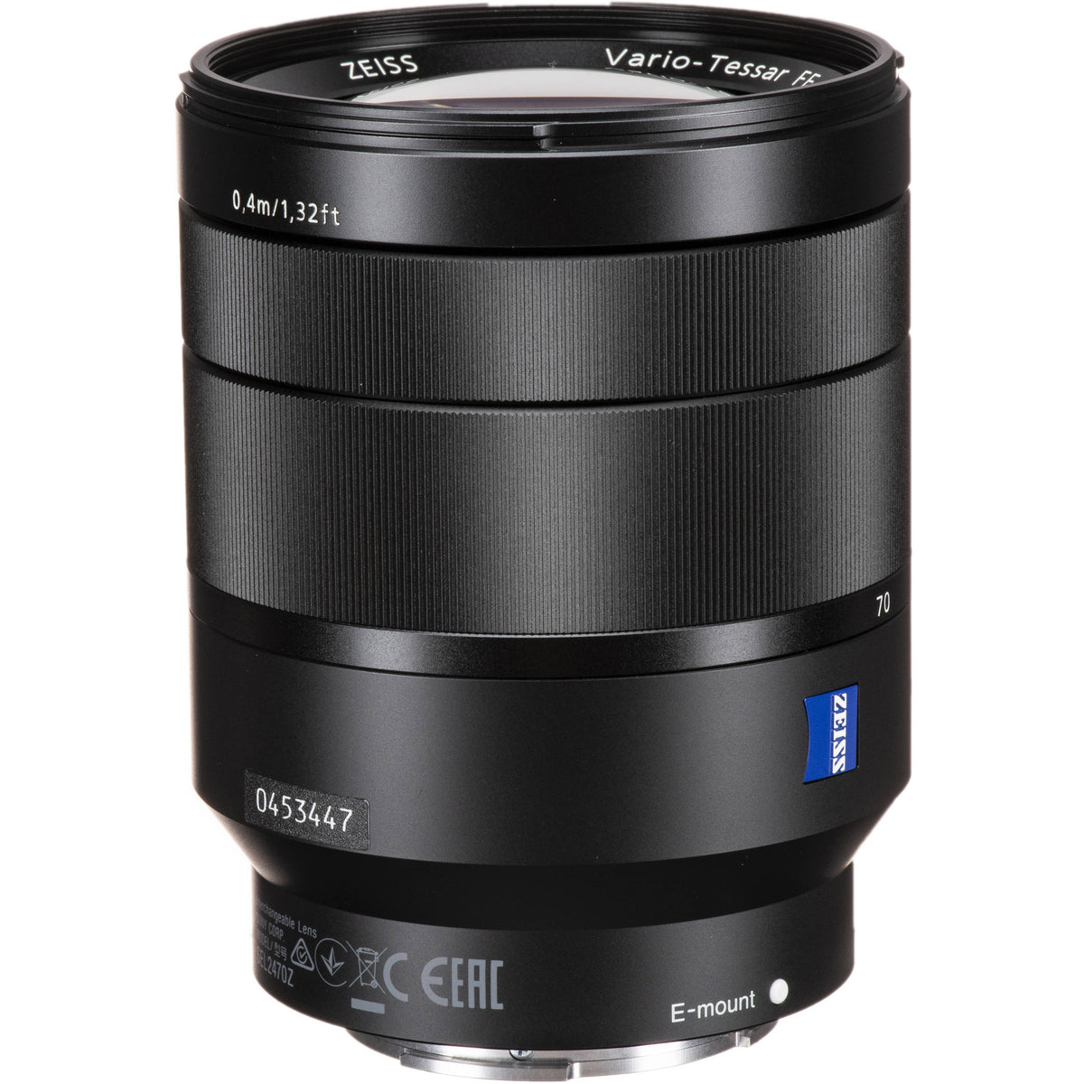 Lente Sony Vario-Tessar T* FE 24-70mm f/4 ZA OSS - vista lateral
