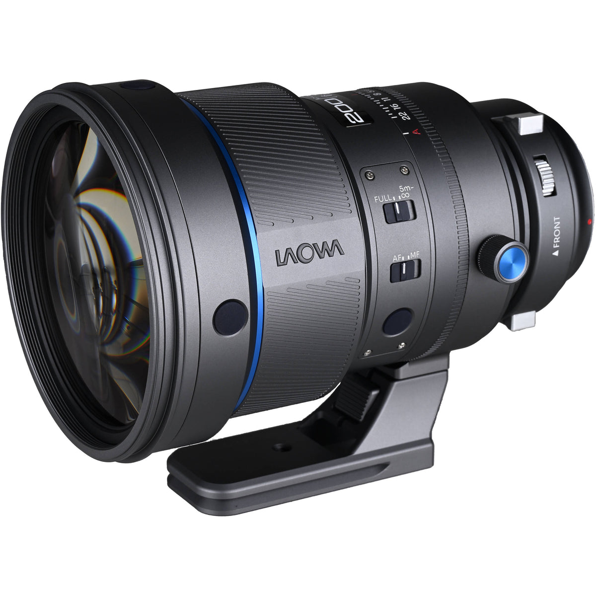 Lente Venus Optics 200mm f/2 AF FF Telephoto Prime (Gris) - vista frontal