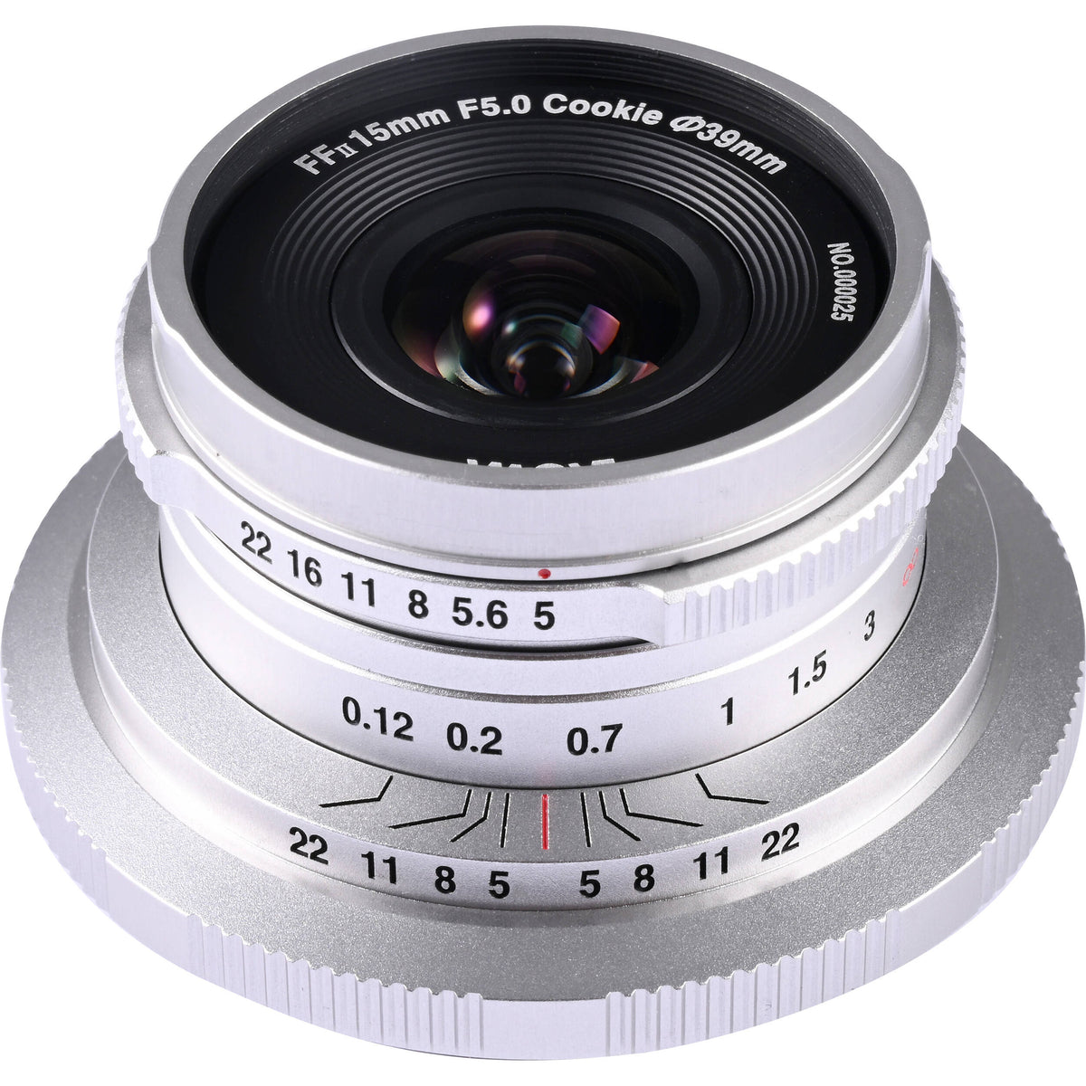 Lente Venus Optics Laowa 15mm f/5 Cookie (Plateado) - vista frontal