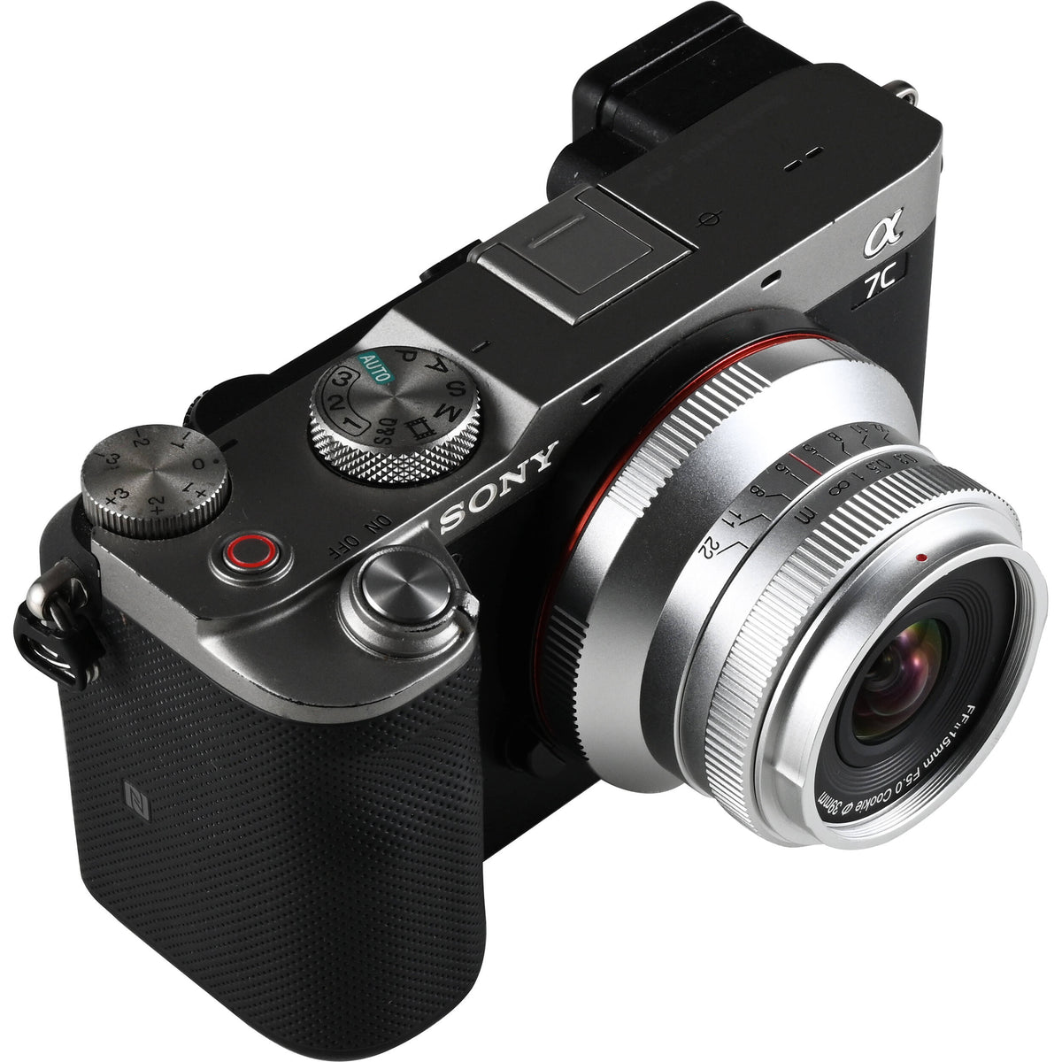 Lente Venus Optics Laowa 15mm f/5 Cookie (Plateado, Auto-Aperture) - contenido de la caja
