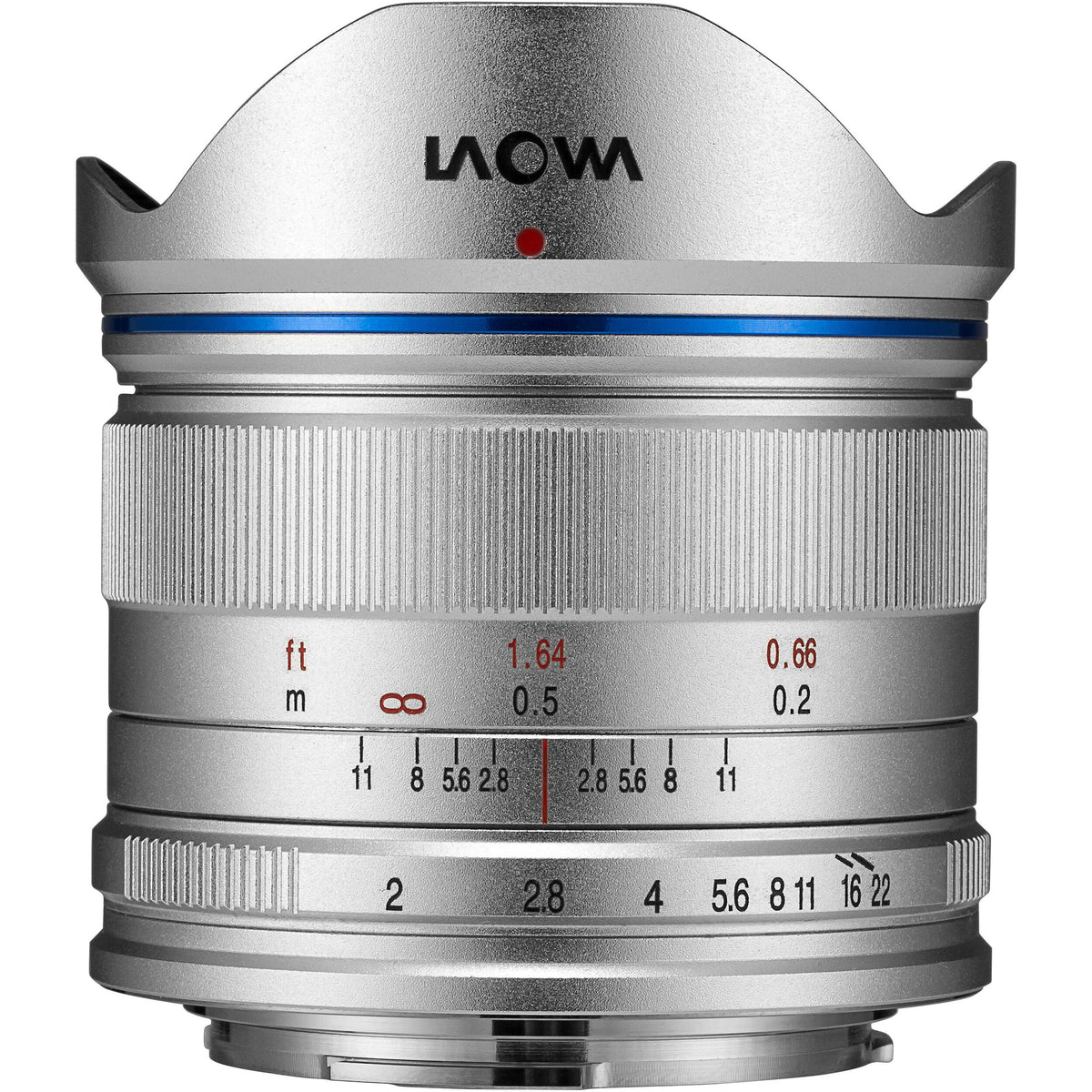 Lente Venus Optics Laowa 7.5mm f/2 (Plateado) - vista frontal