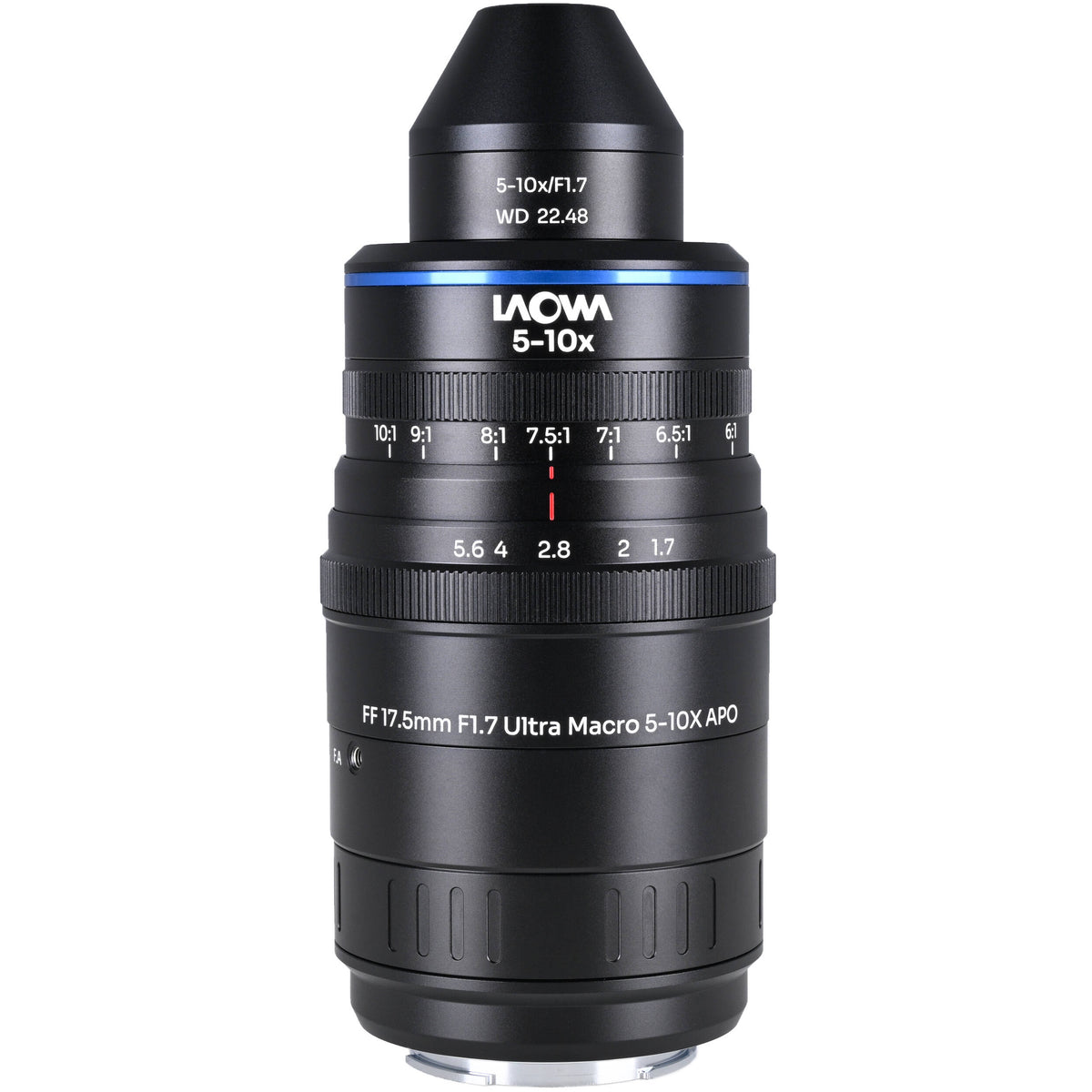 Lente Venus Optics Laowa Aksen 17.5mm f/1.7 5-10x Ultra Macro APO - vista lateral