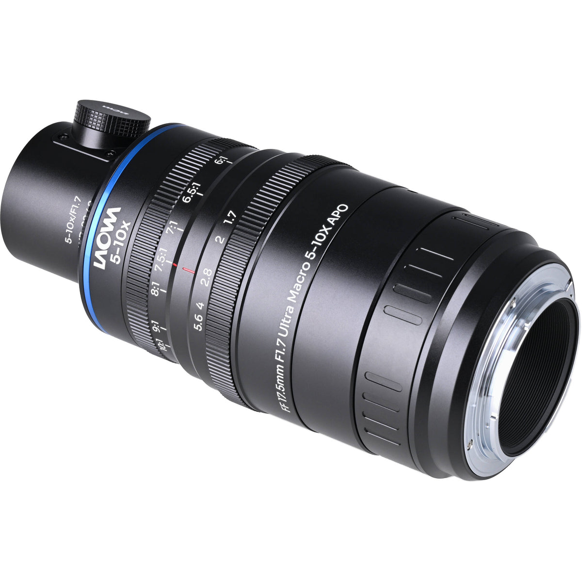 Lente Venus Optics Laowa Aksen 17.5mm f/1.7 5-10x Ultra Macro APO con Coaxial Illumination - vista frontal