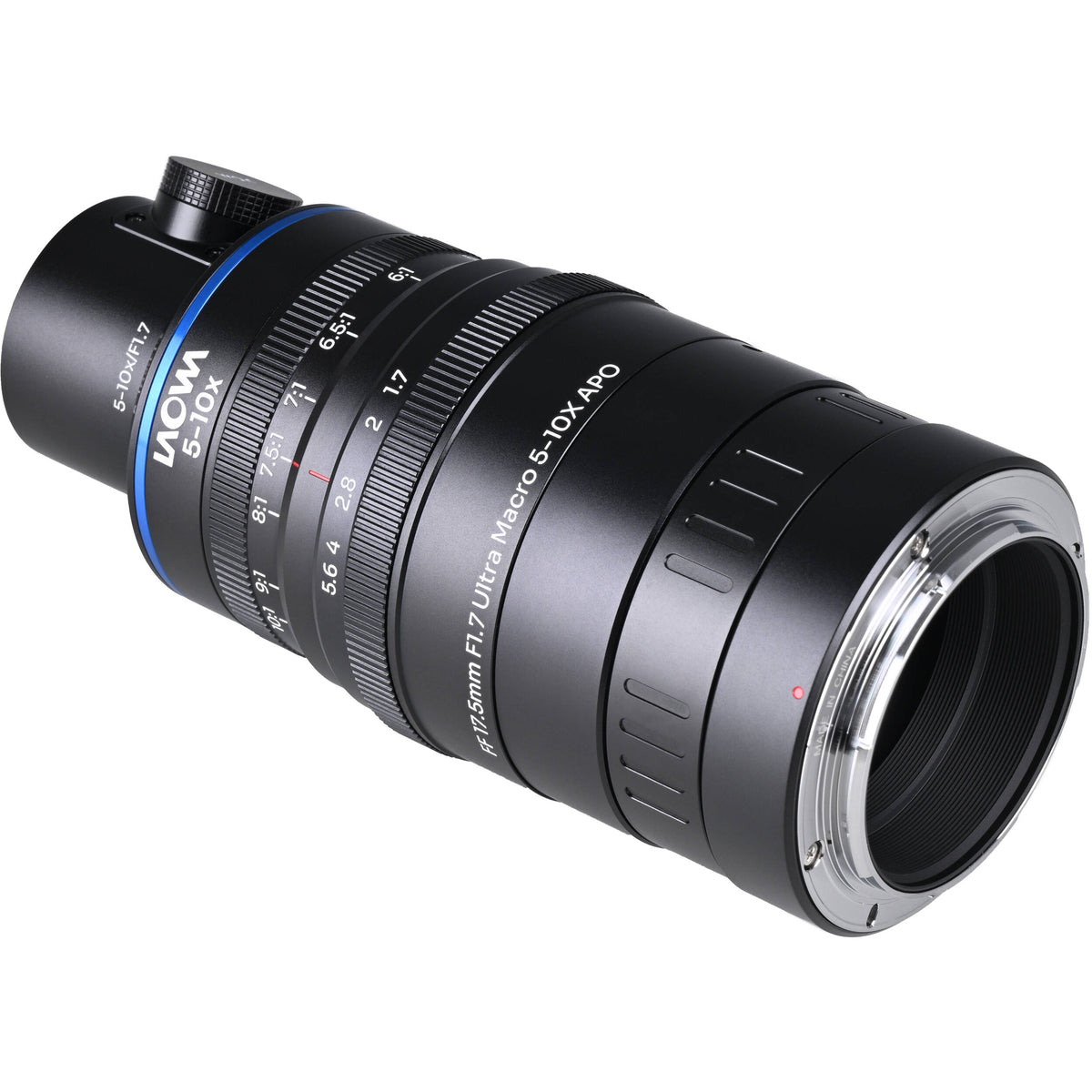 Lente Venus Optics Laowa Aksen 17.5mm f/1.7 5-10x Ultra Macro APO con Coaxial Illumination - vista frontal
