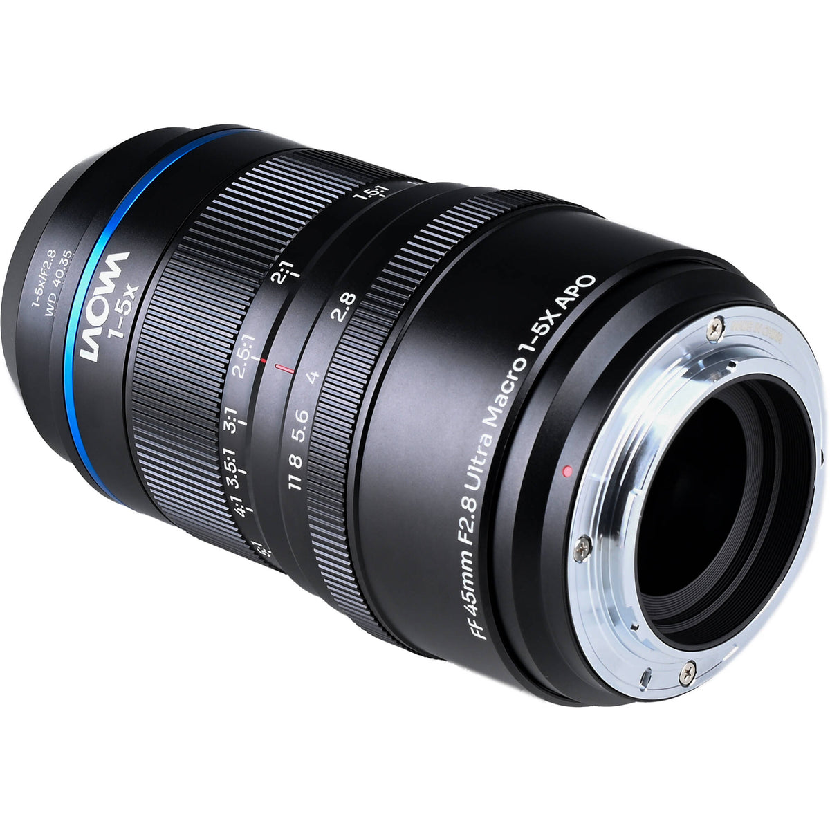 Lente Venus Optics Laowa Aksen 45mm f/2.8 1-5x Ultra Macro APO - vista frontal