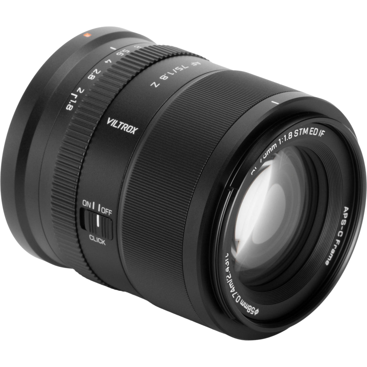 Lente Viltrox 75mm f/1.8 EVO AF - vista lateral