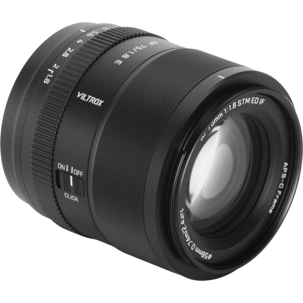 Lente Viltrox 75mm f/1.8 EVO AF - vista lateral
