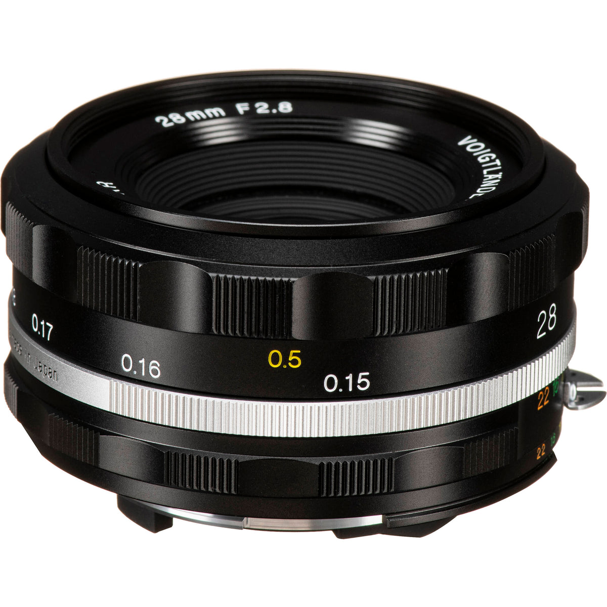 Lente Voigtlander 28mm f/2.8 Color-Skopar SLIIs para Nikon (Negro Rim) - vista lateral