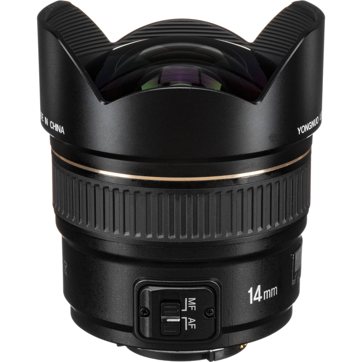 Lente Yongnuo YN 14mm f/2.8N - vista lateral