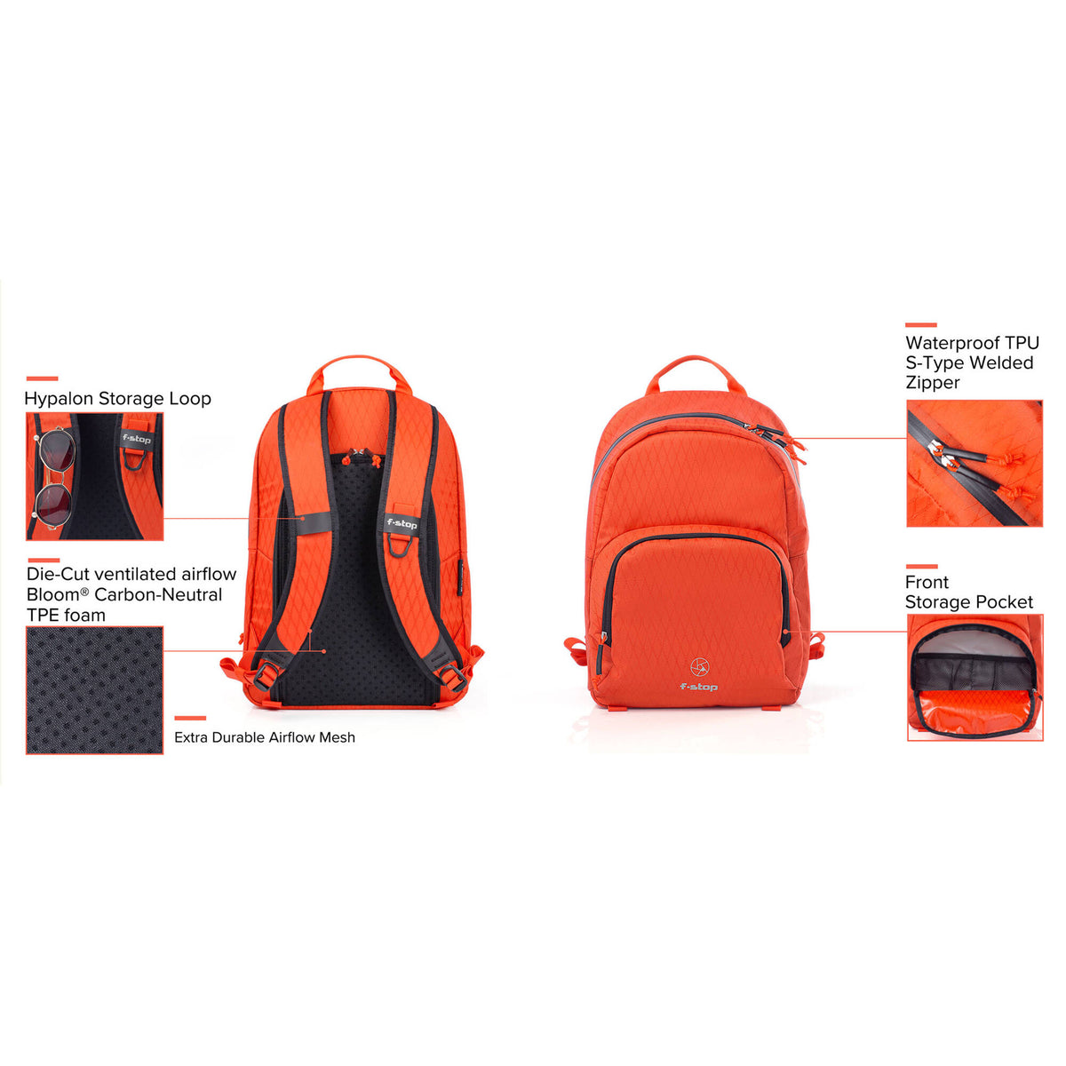 Mochila f-stop Rju Air (Rojo Magma, 18L) - contenido de la caja