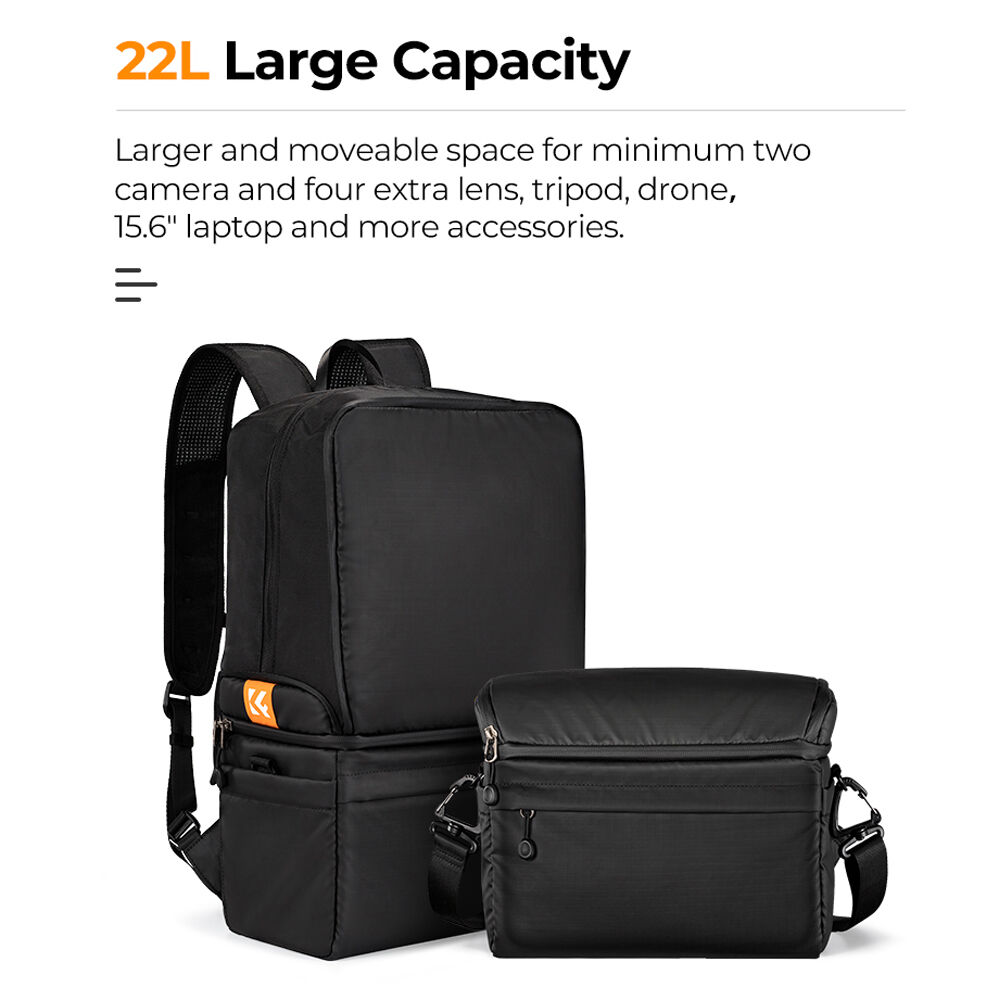 Mochila K&F Concept 2-in-1 / Shoulder Bag (Negro, 22L) - vista frontal